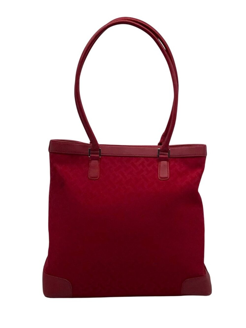 Talbots Red Monogram Canvas Tote Bag